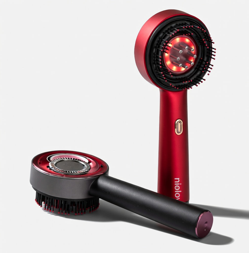 NIOLOV Massage Therapy Brush – vibrating scalp and body massage comb